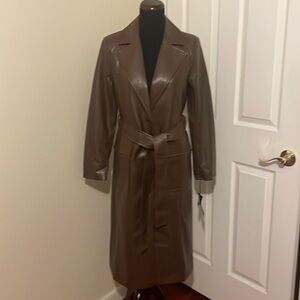 New Bagatelle New York Chocolate Brown  Faux Leather Trench Coat